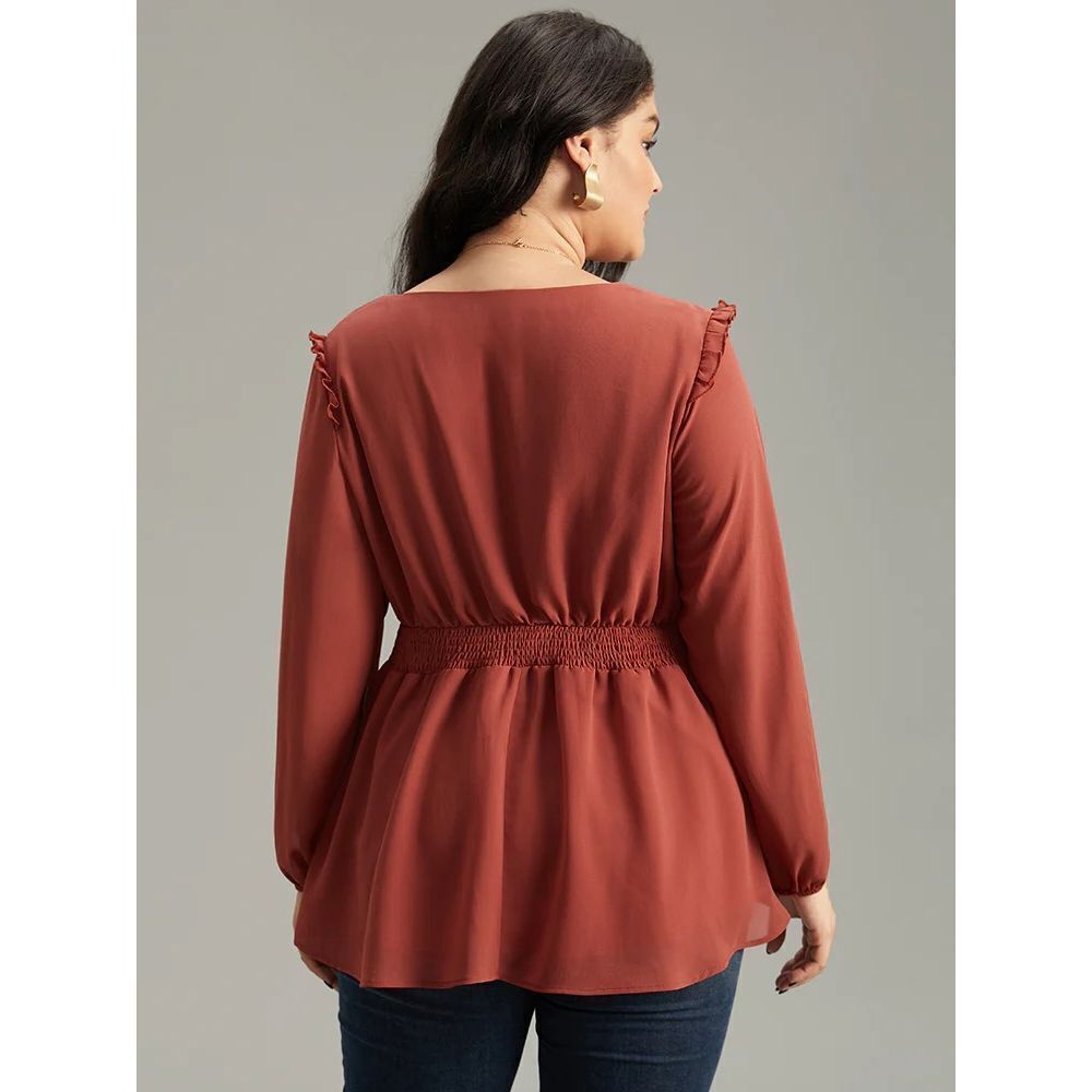 BloomChic Women’s Plus Size Rust Boho Blouse Long Sleeve Size 18/20 NWT - Picture 9 of 16
